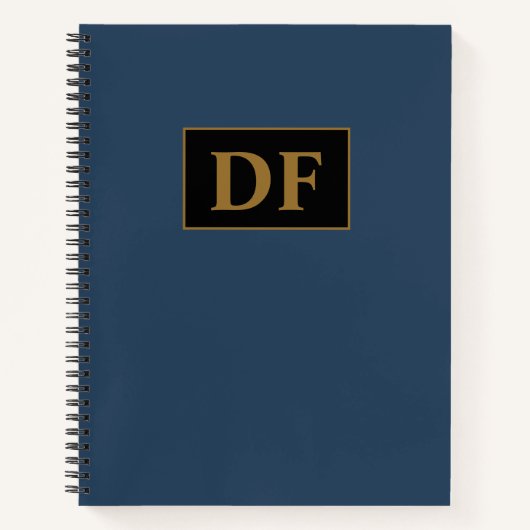 Custom blauw met gouden Initialen Notitieboek (Voorkant)