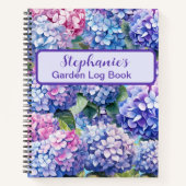 Custom Blauw Paarse Roze Hydrangea Patroon Notitie Notitieboek (Voorkant)