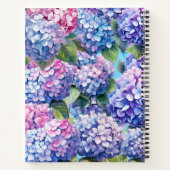Custom Blauw Paarse Roze Hydrangea Patroon Notitie Notitieboek (Achterkant)