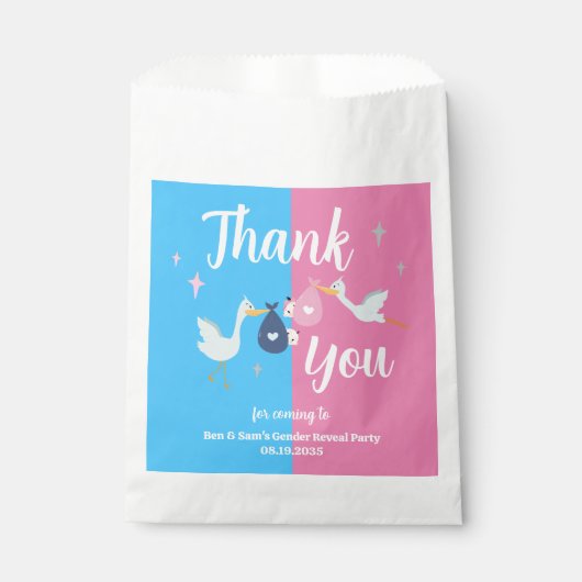 Custom Blauw Roze Geslacht Onthullen Partij Dank u Bedankzakje (Voorkant)
