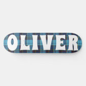 custom blauw Schots tartan dambord Persoonlijk Skateboard (Horizontaal)