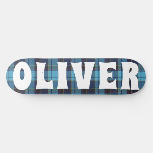 custom blauw Schots tartan dambord Persoonlijk Skateboard (Horizontaal)