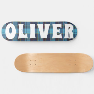 custom blauw Schots tartan dambord Persoonlijk Skateboard