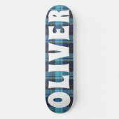 custom blauw Schots tartan dambord Persoonlijk Skateboard (Voorkant)