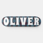 Custom Blauw Schots Tartan dambord Persoonlijk Skateboard (Horizontaal)