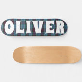 Custom Blauw Schots Tartan dambord Persoonlijk Skateboard (Horizontaal)