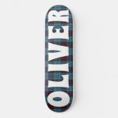 Custom Blauw Schots Tartan dambord Persoonlijk Skateboard (Voorkant)
