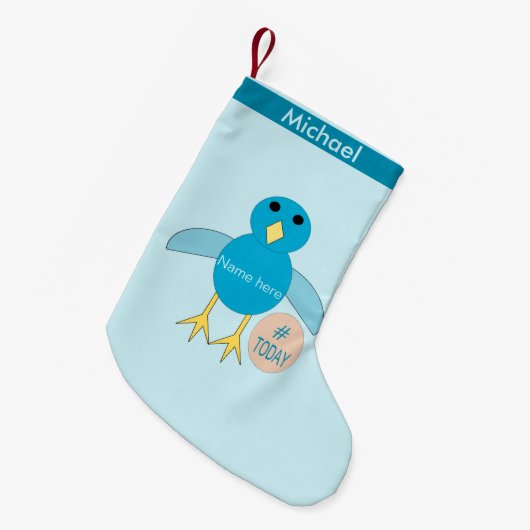 Custom Blauw Verjaardag Jongen Chick Stocking Kleine Kerstsok (Voorkant (Hangend))