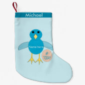 Custom Blauw Verjaardag Jongen Chick Stocking Kleine Kerstsok (Voorkant)