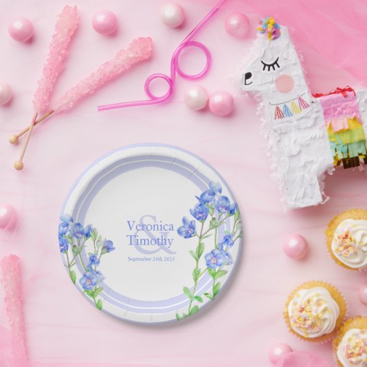 Custom blauw Veronica Speedwell waterverf Papieren Bordje