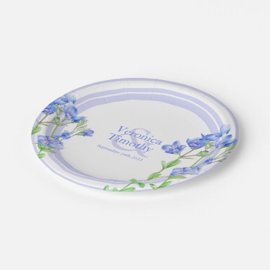 Custom blauw Veronica Speedwell waterverf Papieren Bordje (Gekanteld)