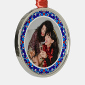 Custom Blauw Vrolijk Kerstfeest Gelukkige Winter F Metalen Ornament (Rechts)