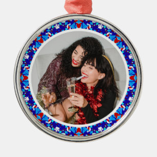 Custom Blauw Vrolijk Kerstfeest Gelukkige Winter F Metalen Ornament