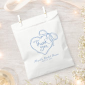 Custom Blauw Wit Hand Getrokken Hart Bow Dank u Bedankzakje (Geknipt)