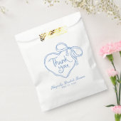 Custom Blauw Wit Hand Getrokken Hart Bow Dank u Bedankzakje (Gezegeld)