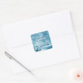 Custom Blauw Wit MERRY KERSTBOOM Winter Vierkante Sticker (Envelop)