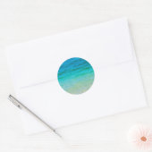 Custom Blauw Zee Waves Blank Sjabloon Elegant Ronde Sticker (Envelop)