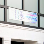 Custom blauwe bruiloft kunst welkom banner (Buitenkant Gebouw)