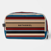 Custom Blauwgroen Blauw Tan Bruin Donkerrood Zwart Toilettasje (Voorkant)