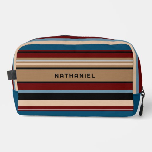 Custom Blauwgroen Blauw Tan Bruin Donkerrood Zwart Toilettasje (Voorkant)