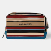 Custom Blauwgroen Blauw Tan Bruin Donkerrood Zwart Toilettasje (Achterkant)