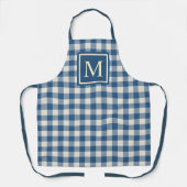 Custom Blauwgroen Blue Ivory Gingham Pattern Schort (Voorkant)
