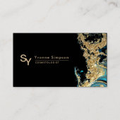 Custom Blauwgroen Goud Zwart Modern Sjabloon Merk Visitekaartje (Voorkant)