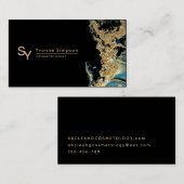 Custom Blauwgroen Goud Zwart Modern Sjabloon Merk Visitekaartje (Voorkant / Achterkant)