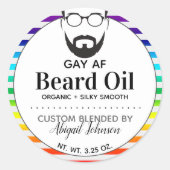 Custom Blended LGBTQ Baard Olie Regenboog Stripes Ronde Sticker (Voorkant)