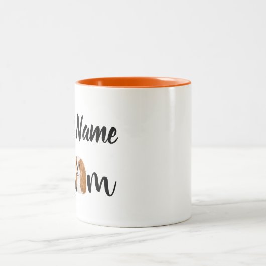 Custom Blenheim Cavalier King Charles Spaniel Gift Tweekleurige Koffiemok (Center)