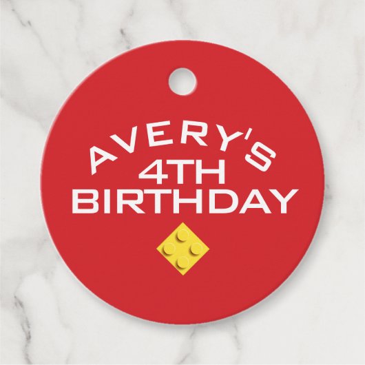 Custom BLOCK PARTY Kleurrijke Bricks Bedankt Bedankjes Labels (Voorkant)