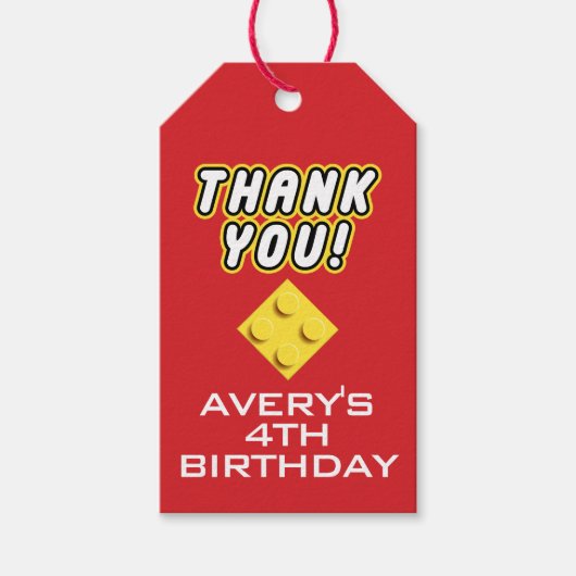 Custom BLOCK PARTY Kleurrijke Bricks Bedankt Cadeaulabel (Voorkant)