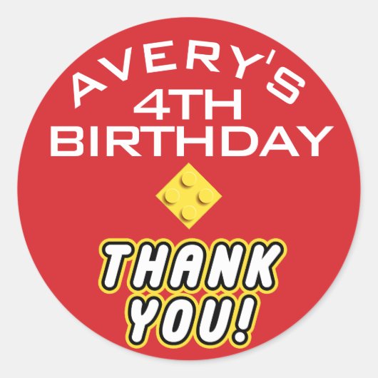 Custom BLOCK PARTY Kleurrijke Bricks Bedankt Ronde Sticker (Voorkant)