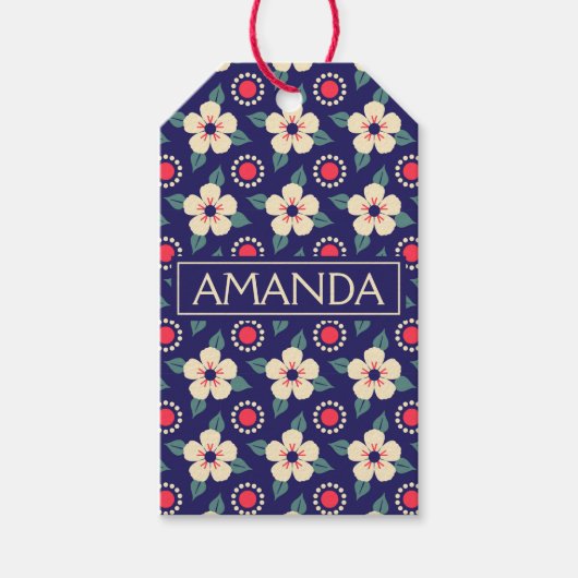 Custom Bloemen Gift Label met Naam Cadeaulabel (Voorkant)