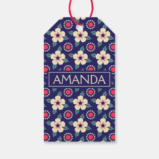 Custom  Bloemen Gift Label met Naam Cadeaulabel (Achterkant)