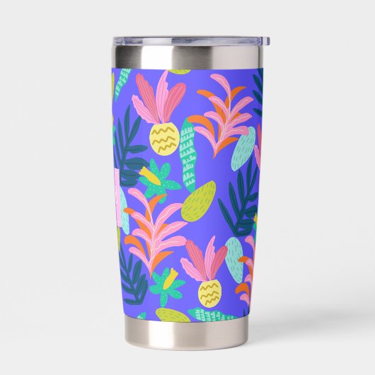 Custom bloemenblauw monogram schattig thermische T Geïsoleerde Drinkbeker (Links)