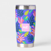 Custom bloemenblauw monogram schattig thermische T Geïsoleerde Drinkbeker (Voorkant)