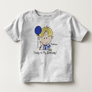 Custom Blond Jongen Met Ballon Verjaardag T-shirt