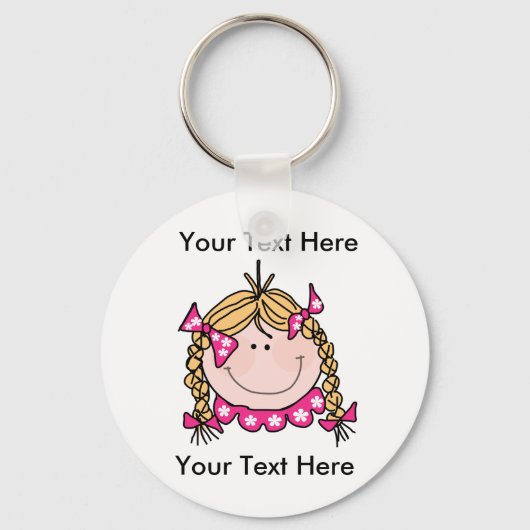 Custom Blonde Hair Girl Sleutelhanger (Voorkant)