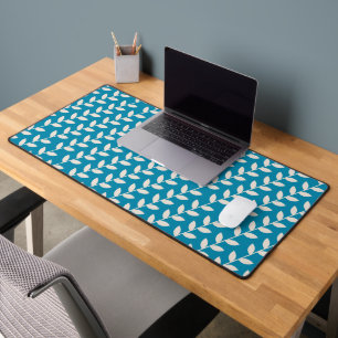 Custom Blue 70s Retro Leaf Patroon Bureaumat