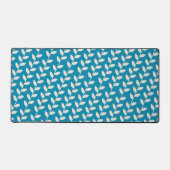 Custom Blue 70s Retro Leaf Patroon Bureaumat (Voorkant)