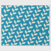 Custom Blue 70s Retro Leaf Patroon Cadeaupapier (Vlak)