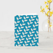 Custom Blue 70s Retro Leaf Patroon Kaart (Gele Bloem)