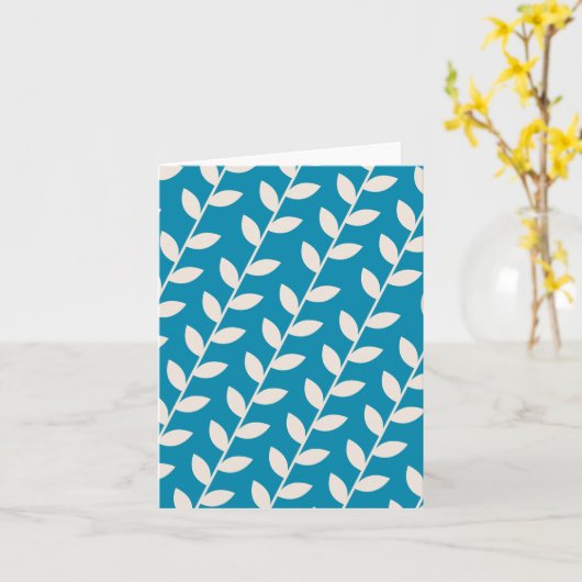 Custom Blue 70s Retro Leaf Patroon Kaart (Gele Bloem)