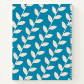 Custom Blue 70s Retro Leaf Patroon Monogram Notitieboek (Achterkant)