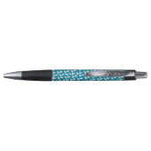 Custom Blue 70s Retro Leaf Patroon Monogram Pen (Achterkant)