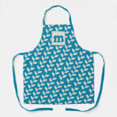 Custom Blue 70s Retro Leaf Patroon Monogram Schort (Voorkant)