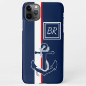Custom Blue Anchor Red White Stripes Art Pattern iPhone Hoesje (Achterkant)