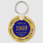 Custom Blue and Gold Class of 1969 Party Favors Sleutelhanger (Voorkant)
