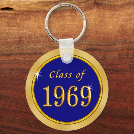 Custom Blue and Gold Class of 1969 Party Favors Sleutelhanger (Achterkant)